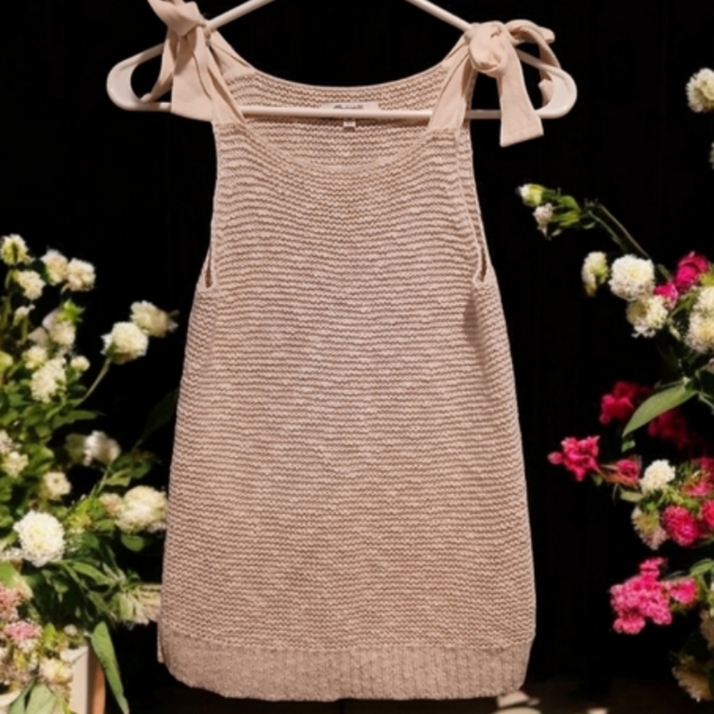 Madewell Boucle Cream Tie Strap Tank Top Knit Ecru Womans size XS